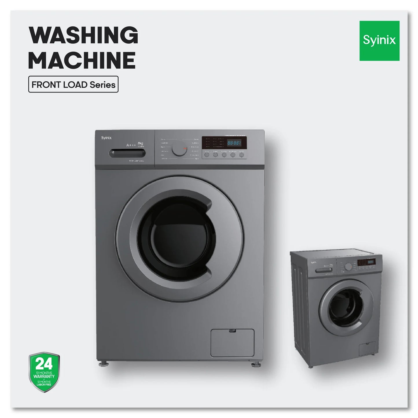 Syinix Washing Machine - 8kg Front Load Wash & Spin