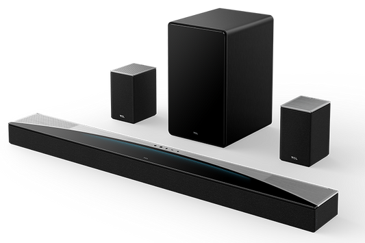 TCL Q85H  Pro 7.1.4 Channel Sound Bar with Dolby Atmos, Wireless Subwoofer, and Wireless Surround Speakers