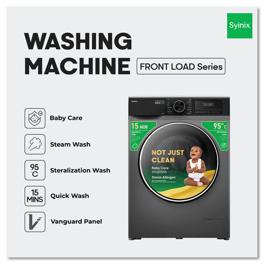 Syinix 12kg Front Load, Wash & Spin, Washing Machine