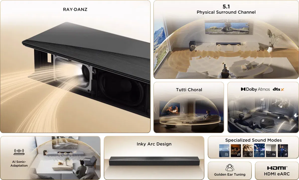 TCL Q65H  5.1 Channel Soundbar with Dolby Atmos & DTS:X Sound Bar with Subwoofer