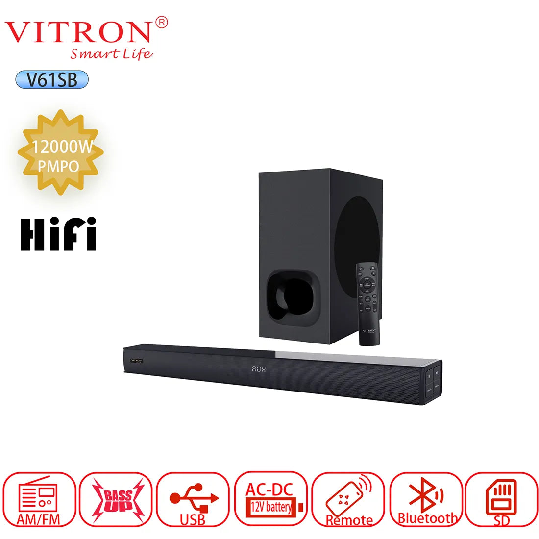 Vitron V61SB 2.1 CH Multimedia Bluetooth Speaker System