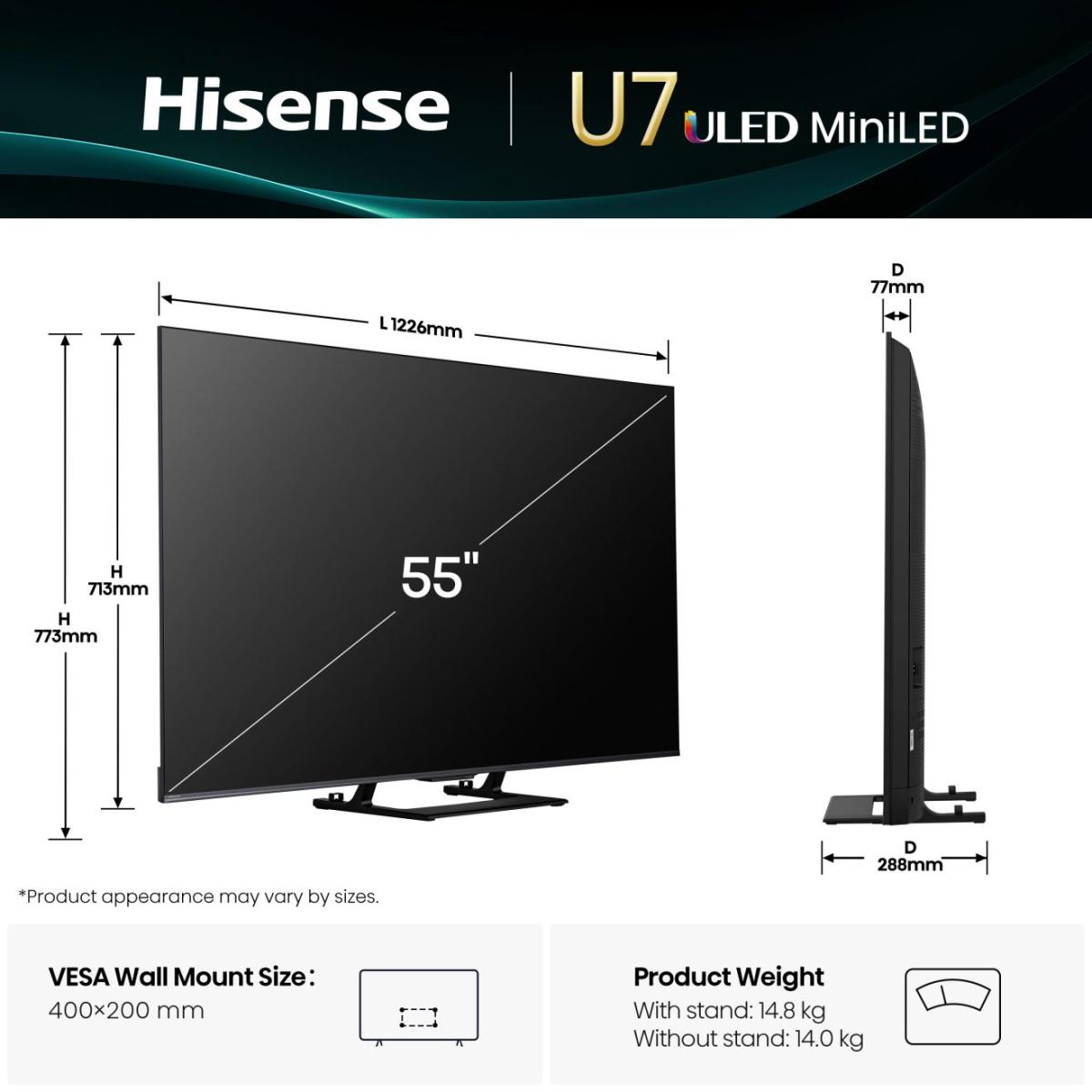 HISENSE 55 '' U7Q | ULED MiniLED Smart TV 4K 144 Hz