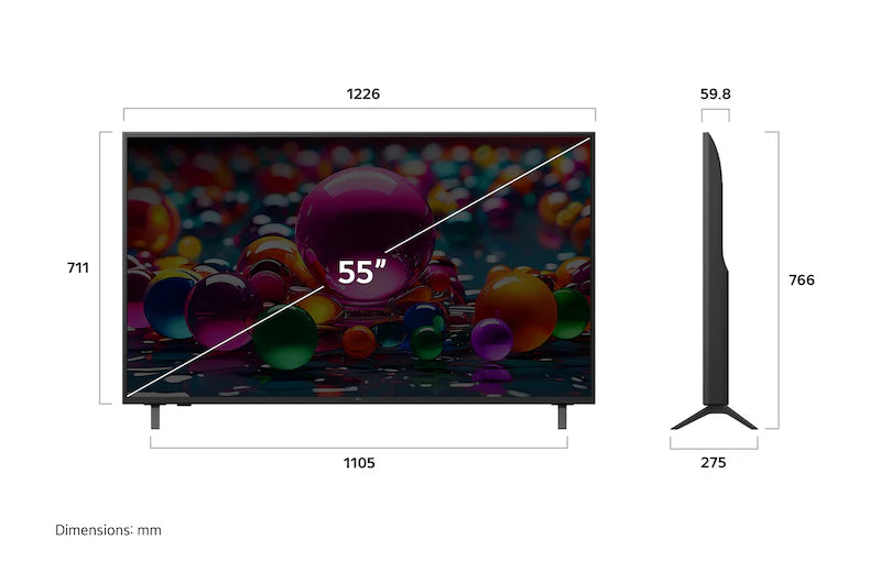 LG 55 inch UHD AI UA80 4K Smart TV HDR10 webOS25 2025