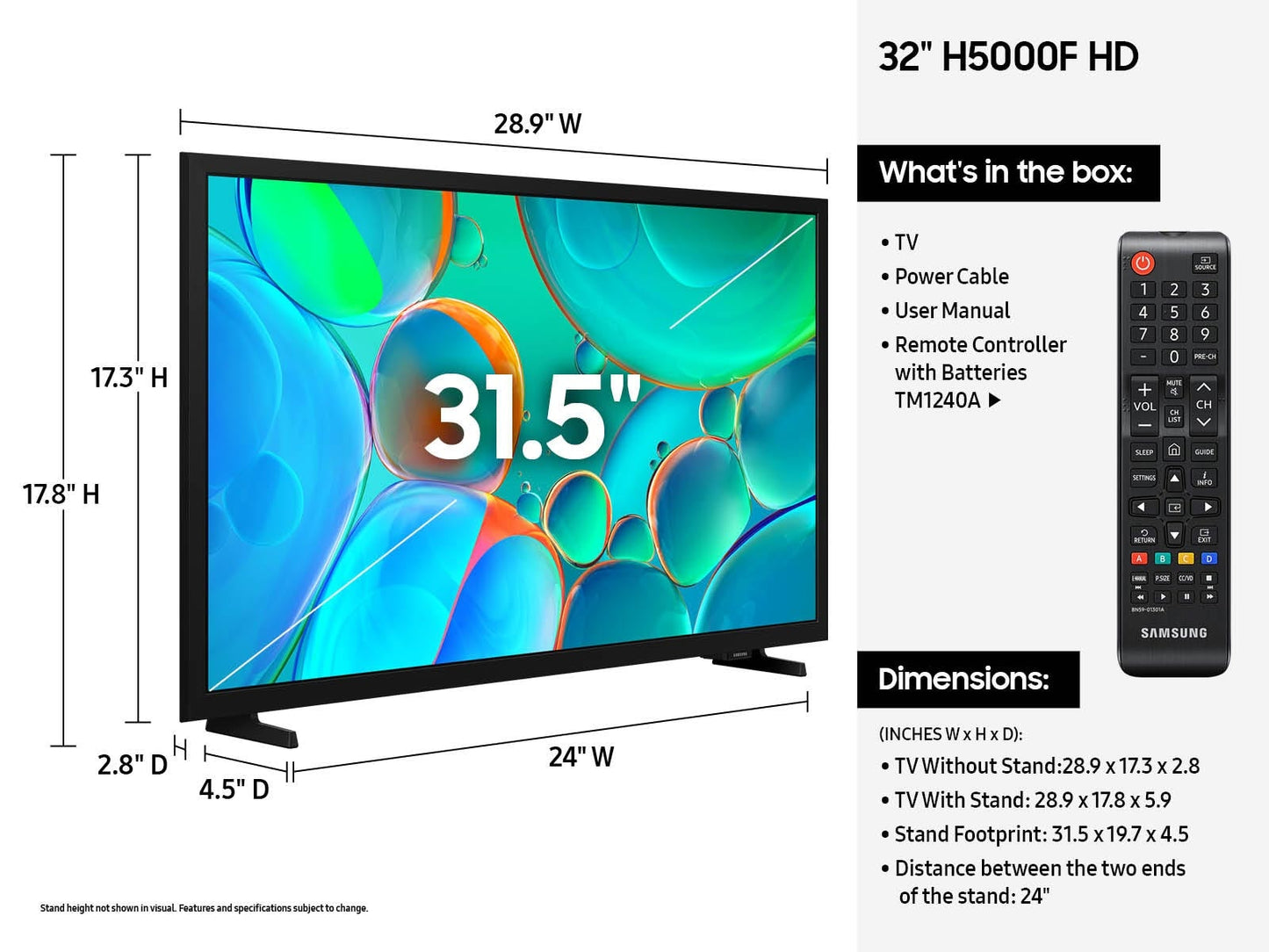 SAMSUNG 32" HD H5000F  Smart TV (2025)